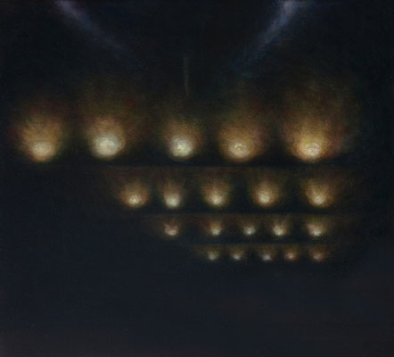 Die Nacht ist auch eine Sonne / Einflugschneise HH, 38 x 42 cm, Oel auf Leinwand, 2012